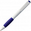 Ручка шариковая Grip, белая с синим с логотипом в Нефтекамске заказать по выгодной цене в кибермаркете AvroraStore