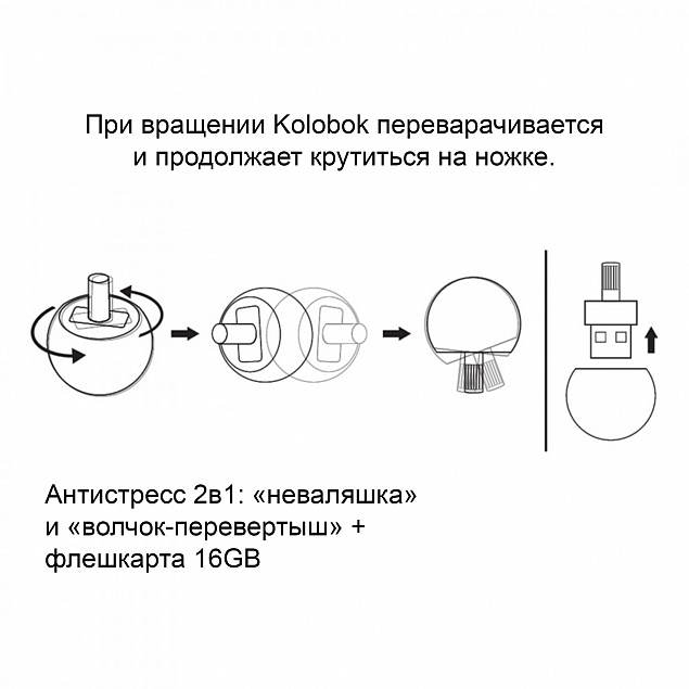 Флеш-карта "Kolobok" 16 Гб с логотипом в Нефтекамске заказать по выгодной цене в кибермаркете AvroraStore
