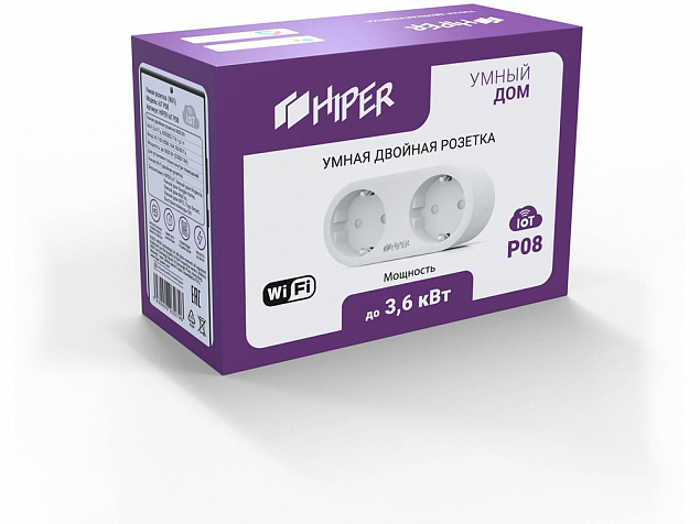 Умная розетка HIPER IoT P08 с логотипом в Нефтекамске заказать по выгодной цене в кибермаркете AvroraStore