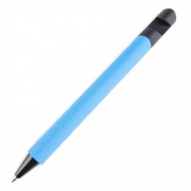 N5 soft, ручка шариковая, голубой/черный, пластик,soft-touch, подставка для смартфона с логотипом в Нефтекамске заказать по выгодной цене в кибермаркете AvroraStore
