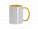 Кружка для сублимации, 330 мл, d=82 мм, стандарт А, белая, желтая внутри, желтая ручка с логотипом в Нефтекамске заказать по выгодной цене в кибермаркете AvroraStore