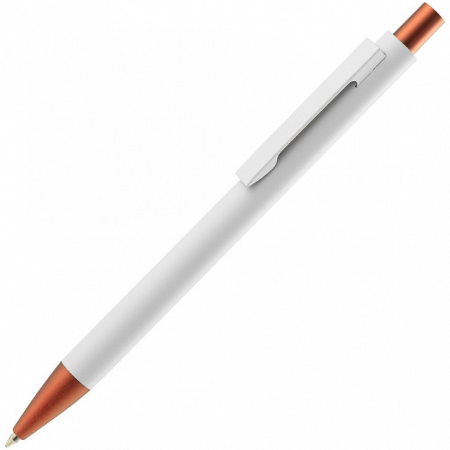 Ручка шариковая Chromatic White, белая с оранжевым с логотипом в Нефтекамске заказать по выгодной цене в кибермаркете AvroraStore