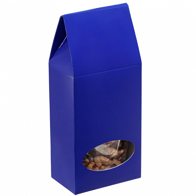 Коробка с окном English Breakfast, синяя с логотипом в Нефтекамске заказать по выгодной цене в кибермаркете AvroraStore