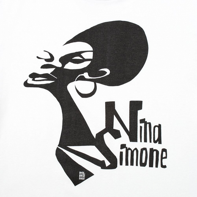 Футболка женская «Меламед. Nina Simone», белая с логотипом в Нефтекамске заказать по выгодной цене в кибермаркете AvroraStore