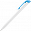 Ручка шариковая Favorite, белая с голубым с логотипом в Нефтекамске заказать по выгодной цене в кибермаркете AvroraStore