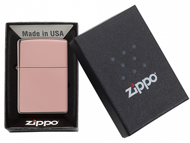 Зажигалка ZIPPO Classic с покрытием High Polish Rose Gold с логотипом в Нефтекамске заказать по выгодной цене в кибермаркете AvroraStore