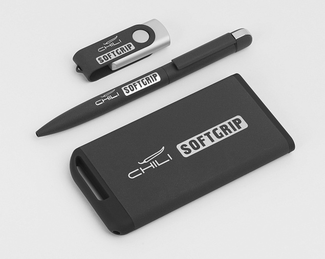 Набор ручка + флеш-карта 16Гб + зарядное устройство 4000 mAh в футляре, softgrip с логотипом в Нефтекамске заказать по выгодной цене в кибермаркете AvroraStore