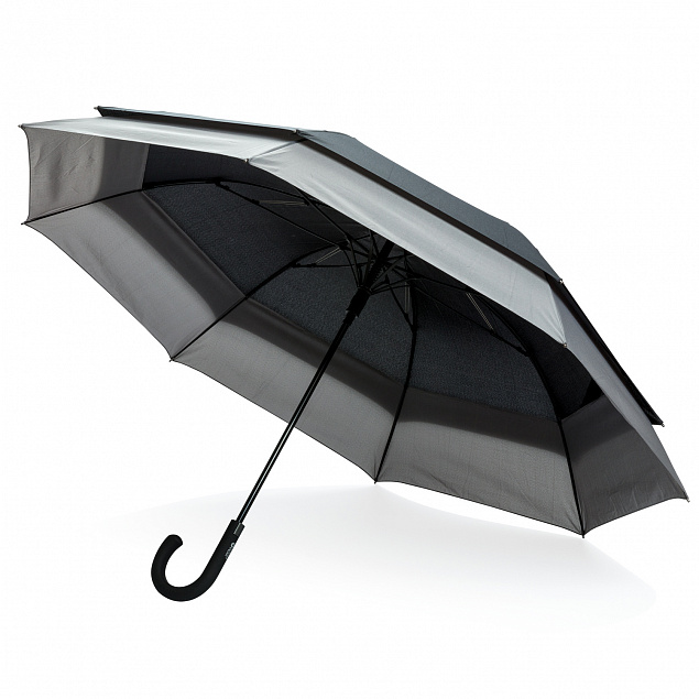 Расширяющийся зонт-антишторм Swiss Peak 23" - 27", черный с логотипом в Нефтекамске заказать по выгодной цене в кибермаркете AvroraStore