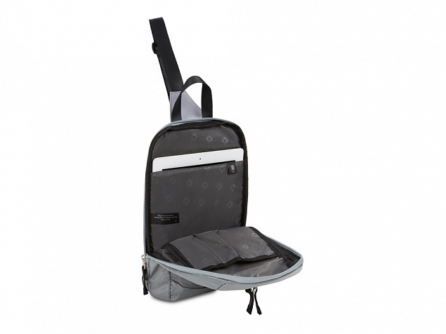 Рюкзак SWISSGEAR с одним плечевым ремнем, темно-серый/серый, полиэстер рип-стоп, 18 x 5 x 33 см, 4 л с логотипом в Нефтекамске заказать по выгодной цене в кибермаркете AvroraStore