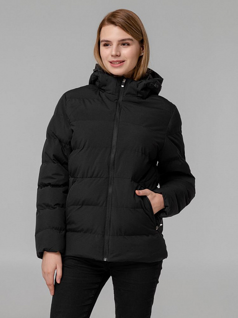 Куртка с подогревом Thermalli Everest, черная с логотипом в Нефтекамске заказать по выгодной цене в кибермаркете AvroraStore