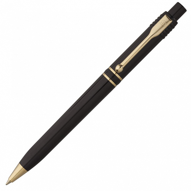 Ручка шариковая Raja Gold, черная с логотипом в Нефтекамске заказать по выгодной цене в кибермаркете AvroraStore