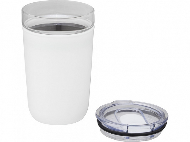 Bello, стеклянная кружка объемом 420 мл с внешней стенкой из переработанного пластика, белый с логотипом в Нефтекамске заказать по выгодной цене в кибермаркете AvroraStore