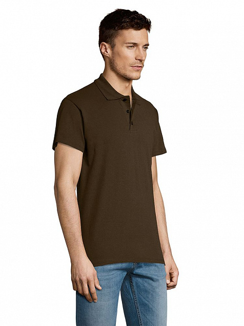 Рубашка поло мужская SUMMER 170, темно-коричневая (шоколад) с логотипом в Нефтекамске заказать по выгодной цене в кибермаркете AvroraStore