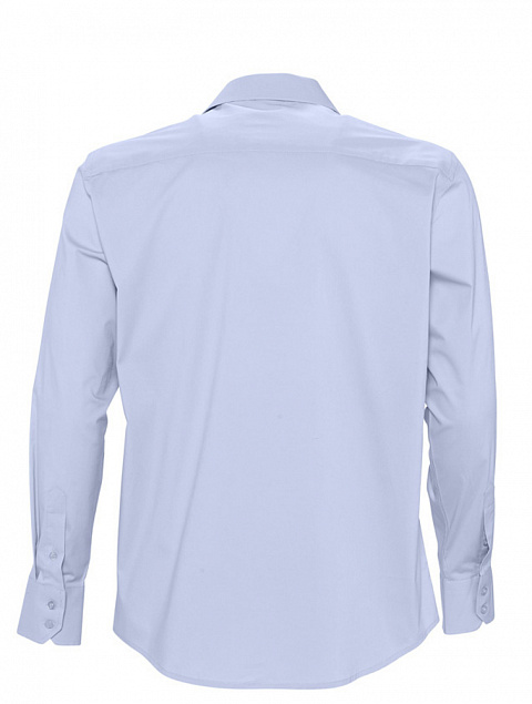 Рубашка мужская с длинным рукавом BRIGHTON, голубая с логотипом в Нефтекамске заказать по выгодной цене в кибермаркете AvroraStore