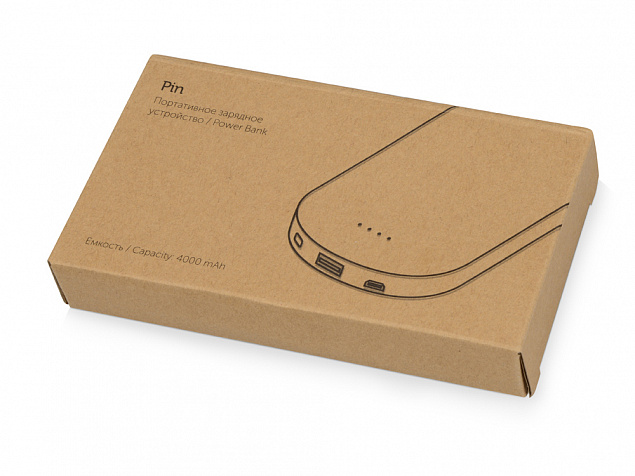 Портативное зарядное устройство "Pin" с клипом, 4000 mAh с логотипом в Нефтекамске заказать по выгодной цене в кибермаркете AvroraStore