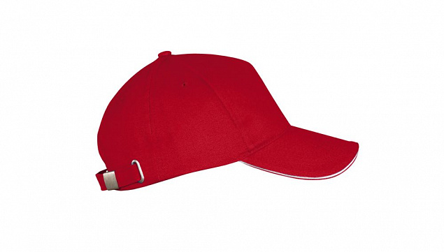 Бейсболка LONG BEACH, красная с белым с логотипом в Нефтекамске заказать по выгодной цене в кибермаркете AvroraStore