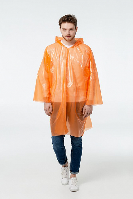 Дождевик-плащ BrightWay, оранжевый с логотипом в Нефтекамске заказать по выгодной цене в кибермаркете AvroraStore