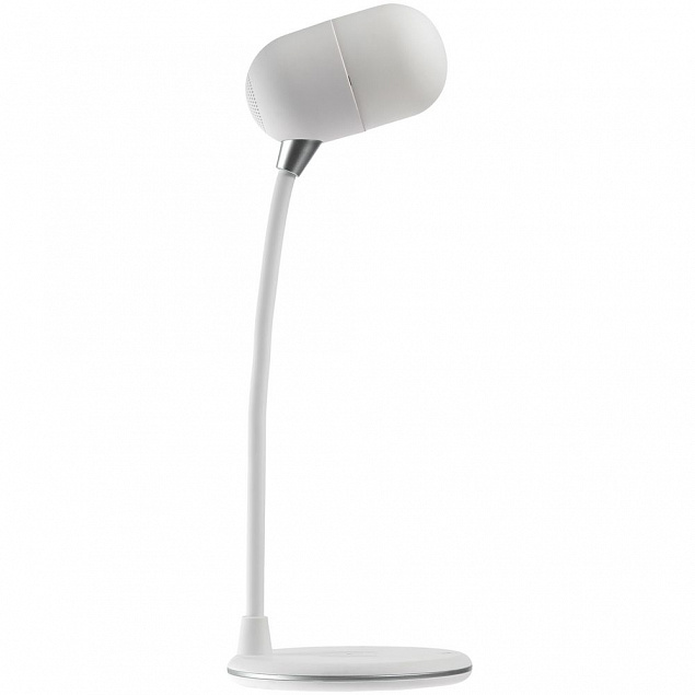 Лампа с колонкой и беспроводной зарядкой lampaTon, белая с логотипом в Нефтекамске заказать по выгодной цене в кибермаркете AvroraStore