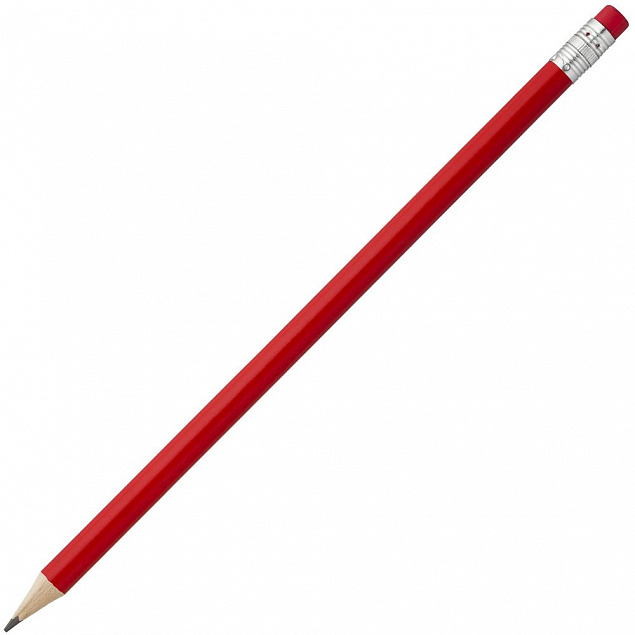 Карандаш простой Hand Friend с ластиком, красный с логотипом в Нефтекамске заказать по выгодной цене в кибермаркете AvroraStore