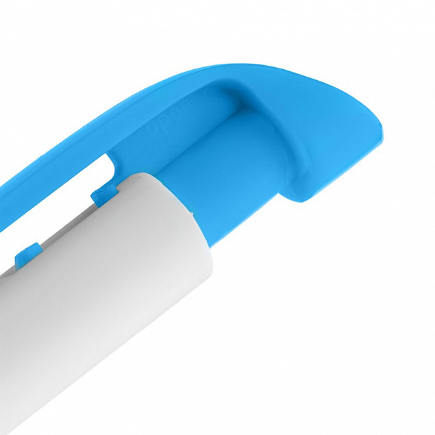 Ручка шариковая Favorite, белая с голубым с логотипом в Нефтекамске заказать по выгодной цене в кибермаркете AvroraStore
