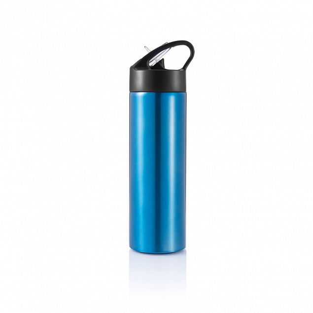 Спортивная бутылка для воды с трубочкой, 500 мл, синий с логотипом в Нефтекамске заказать по выгодной цене в кибермаркете AvroraStore