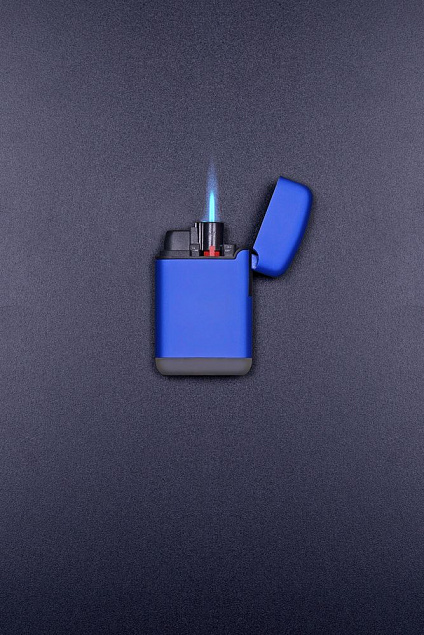 Зажигалка Zenga, турбо, многоразовая, синяя с логотипом в Нефтекамске заказать по выгодной цене в кибермаркете AvroraStore