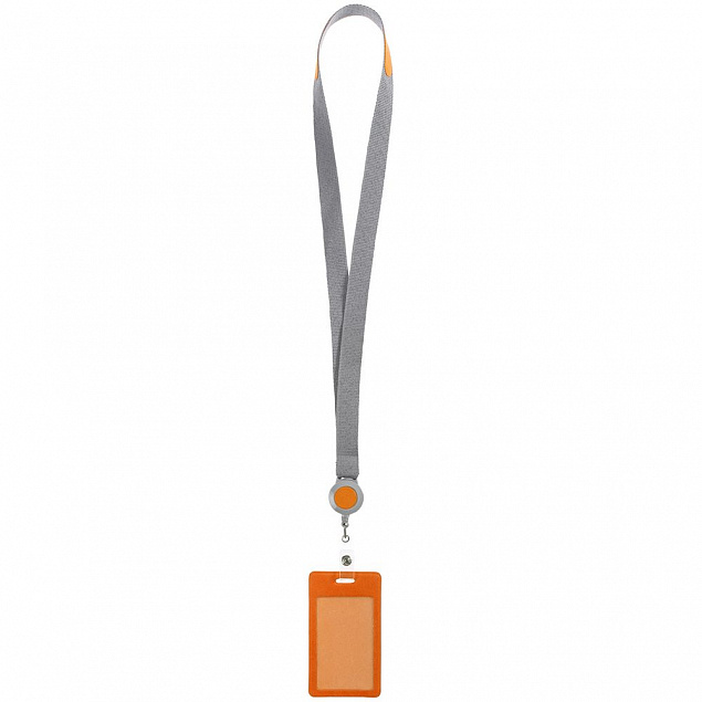 Чехол для пропуска с лентой и ретрактором Devon, оранжевый с логотипом в Нефтекамске заказать по выгодной цене в кибермаркете AvroraStore