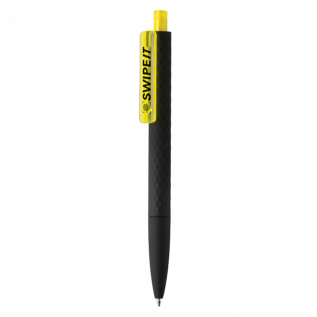 Черная ручка X3 Smooth Touch, желтый с логотипом в Нефтекамске заказать по выгодной цене в кибермаркете AvroraStore