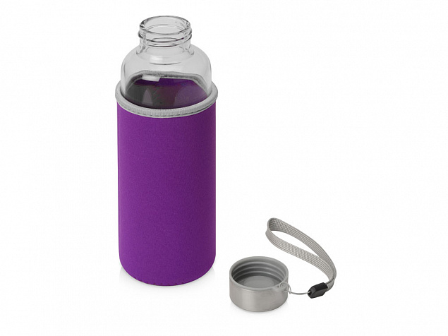 Бутылка для воды Pure c чехлом, 420 мл, фиолетовый с логотипом в Нефтекамске заказать по выгодной цене в кибермаркете AvroraStore