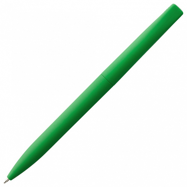 Ручка шариковая Pin Soft Touch, зеленая с логотипом в Нефтекамске заказать по выгодной цене в кибермаркете AvroraStore
