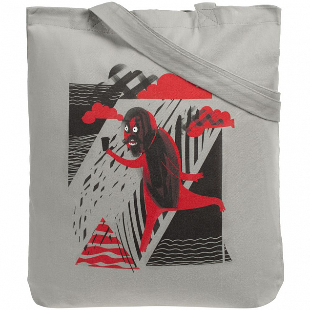 Холщовая сумка «Преодолень», серая с логотипом в Нефтекамске заказать по выгодной цене в кибермаркете AvroraStore