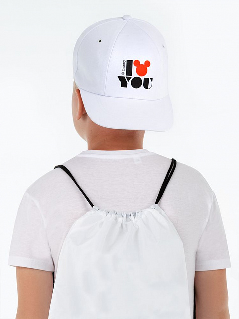 Бейсболка «Микки. I Love You», белая с логотипом в Нефтекамске заказать по выгодной цене в кибермаркете AvroraStore