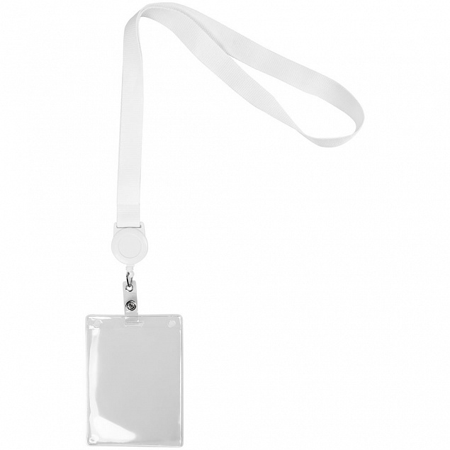 Лента для бейджа с ретрактором Retract ver.2, белая с логотипом в Нефтекамске заказать по выгодной цене в кибермаркете AvroraStore