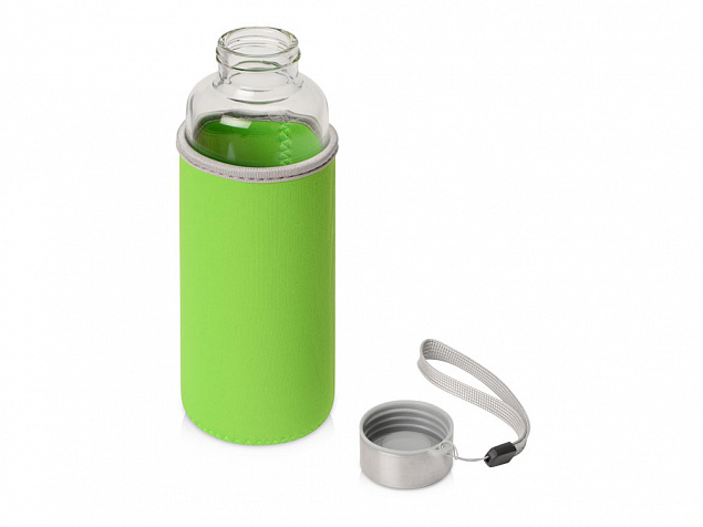 Бутылка для воды Pure c чехлом, 420 мл, зеленое яблоко с логотипом в Нефтекамске заказать по выгодной цене в кибермаркете AvroraStore