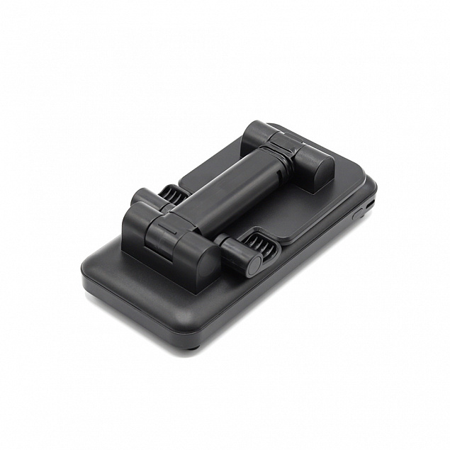Внешний аккумулятор c подставкой для телефона Hold-Pro 10000mAh, черный с логотипом в Нефтекамске заказать по выгодной цене в кибермаркете AvroraStore