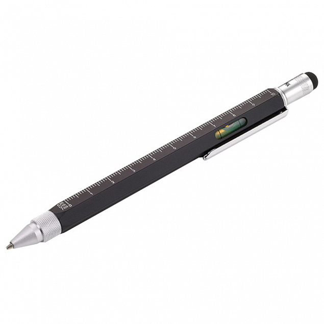 Ручка шариковая Construction, мультиинструмент, черная с логотипом в Нефтекамске заказать по выгодной цене в кибермаркете AvroraStore