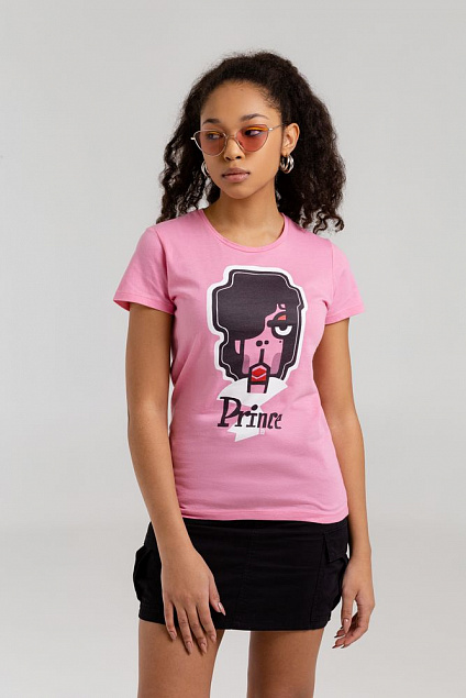 Футболка женская «Меламед. Prince», розовая с логотипом в Нефтекамске заказать по выгодной цене в кибермаркете AvroraStore