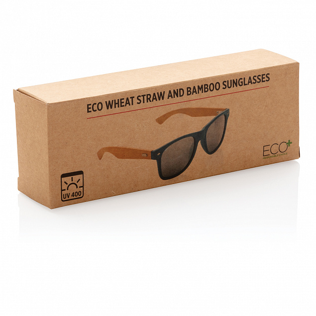 Солнцезащитные очки Wheat straw с бамбуковыми дужками с логотипом в Нефтекамске заказать по выгодной цене в кибермаркете AvroraStore