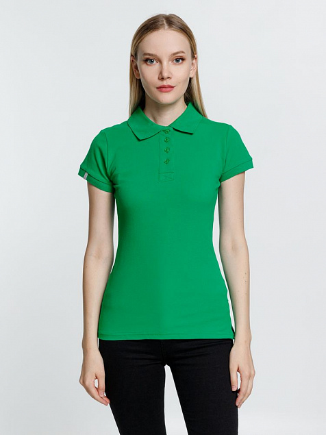 Рубашка поло женская Virma Premium Lady, зеленая с логотипом в Нефтекамске заказать по выгодной цене в кибермаркете AvroraStore