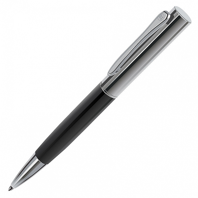 CRAFT, ручка шариковая, черный/хром с логотипом в Нефтекамске заказать по выгодной цене в кибермаркете AvroraStore