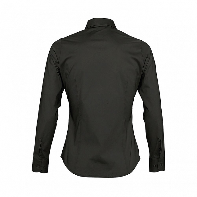 Рубашка женская с длинным рукавом Eden 140 черная с логотипом в Нефтекамске заказать по выгодной цене в кибермаркете AvroraStore