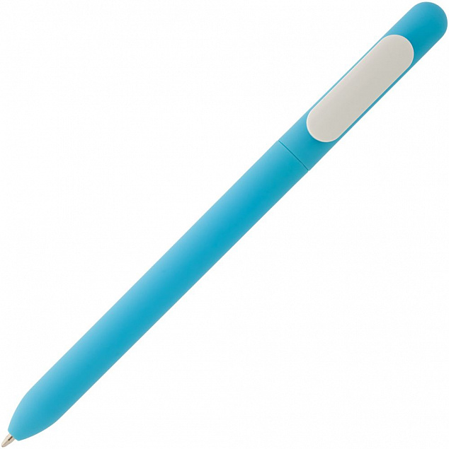 Ручка шариковая Swiper Soft Touch, голубая с белым с логотипом в Нефтекамске заказать по выгодной цене в кибермаркете AvroraStore