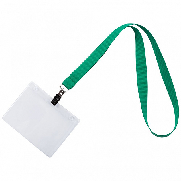 Лента для бейджа Neckband, зеленый с логотипом в Нефтекамске заказать по выгодной цене в кибермаркете AvroraStore