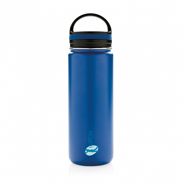 Герметичная вакуумная бутылка с широким горлышком, синяя с логотипом в Нефтекамске заказать по выгодной цене в кибермаркете AvroraStore
