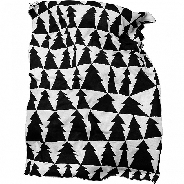 Плед «Танцующий лес», черно-белый с логотипом в Нефтекамске заказать по выгодной цене в кибермаркете AvroraStore