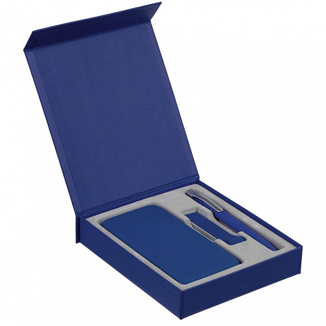 Коробка Rapture для аккумулятора 10000 мАч, флешки и ручки, синяя с логотипом в Нефтекамске заказать по выгодной цене в кибермаркете AvroraStore
