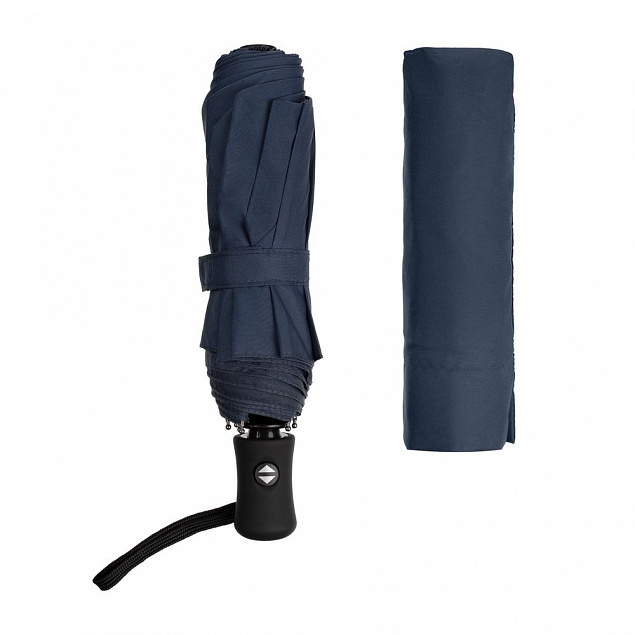 Зонт складной Monsoon, темно-синий с логотипом в Нефтекамске заказать по выгодной цене в кибермаркете AvroraStore