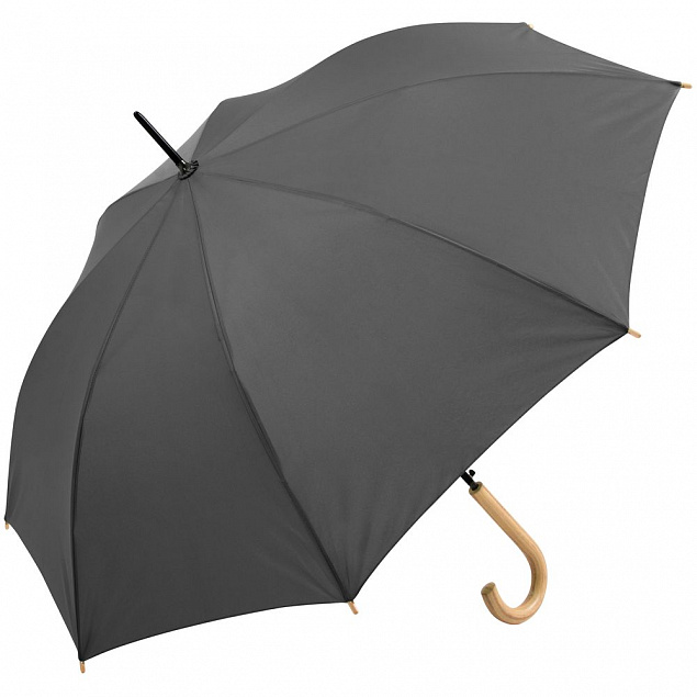 Зонт-трость OkoBrella, серый с логотипом в Нефтекамске заказать по выгодной цене в кибермаркете AvroraStore