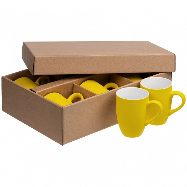 Набор кружек Good Morning c покрытием софт-тач, желтый с логотипом в Нефтекамске заказать по выгодной цене в кибермаркете AvroraStore