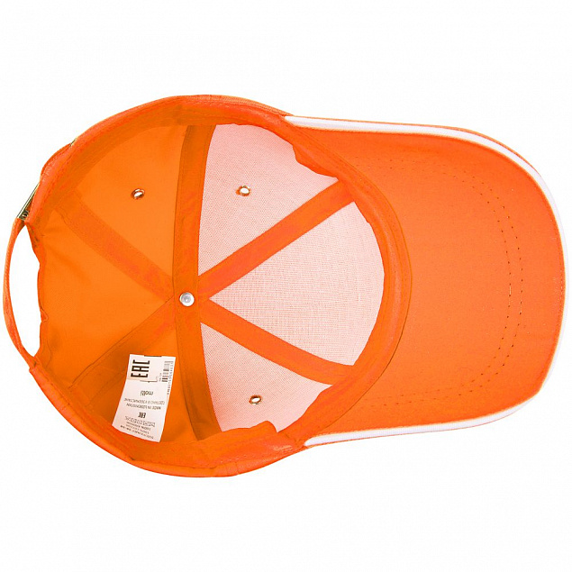 Бейсболка Canopy, оранжевая с белым кантом с логотипом в Нефтекамске заказать по выгодной цене в кибермаркете AvroraStore